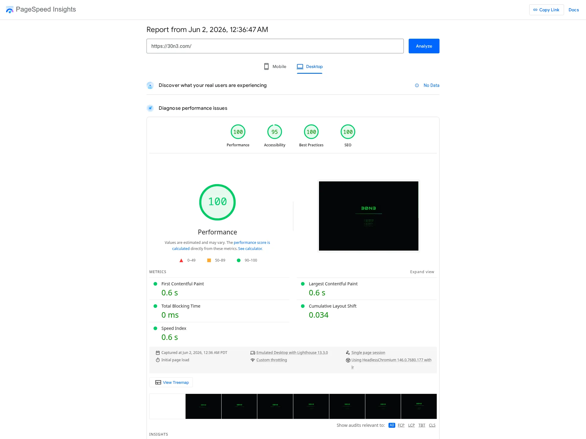 PageSpeed Insights score 2