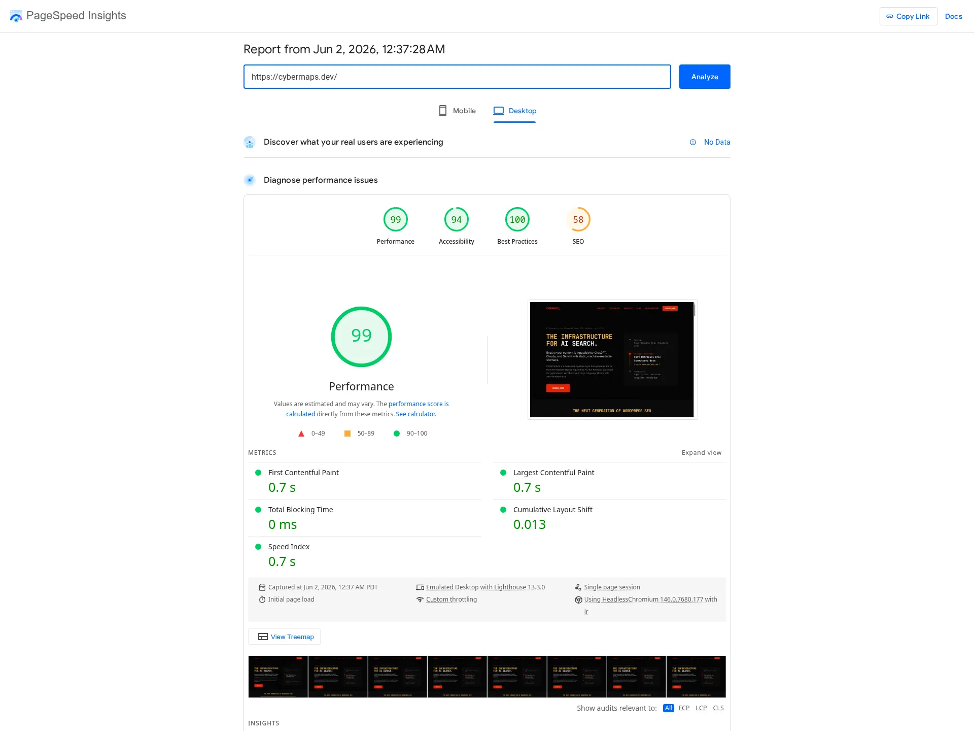 PageSpeed Insights score 3