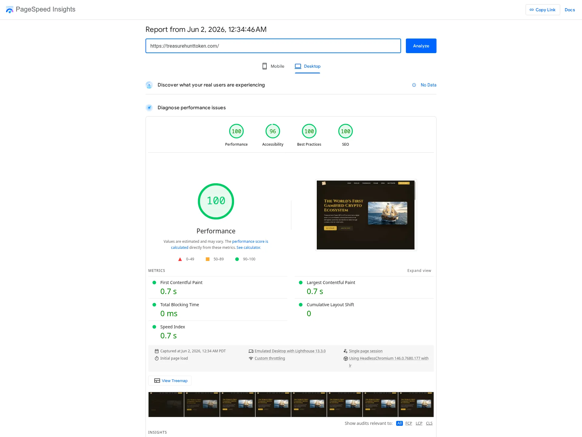 PageSpeed Insights score 4